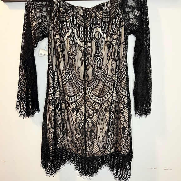 NWT Love, Fire Ladies Black Lace Mini Length Dress Size Small - Picture 2 of 7